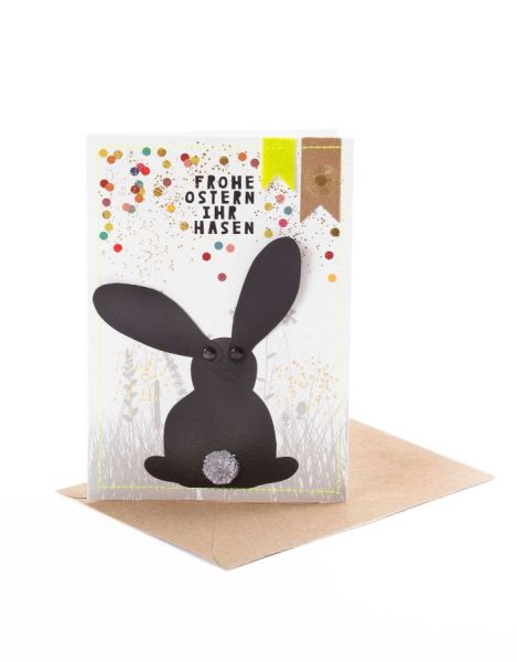 Wackelohrkarte "Frohe Ostern ihr Hasen"