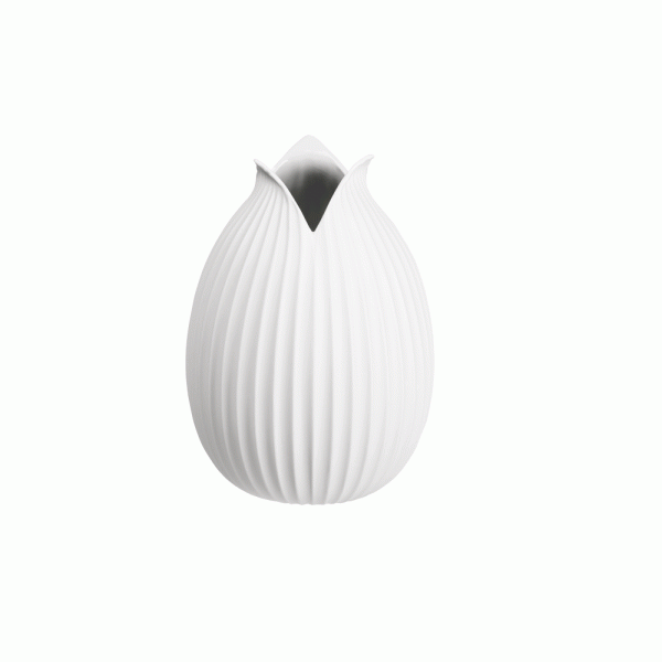 Vase mit Rillenstruktur, weiß 22 cm
