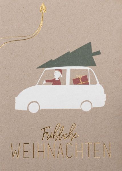 Weihnachtsautokarte "Fröhliche Weihnachten"