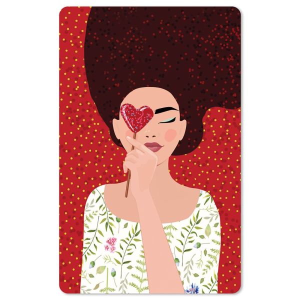 Lunacard Postkarte "Lady on red"