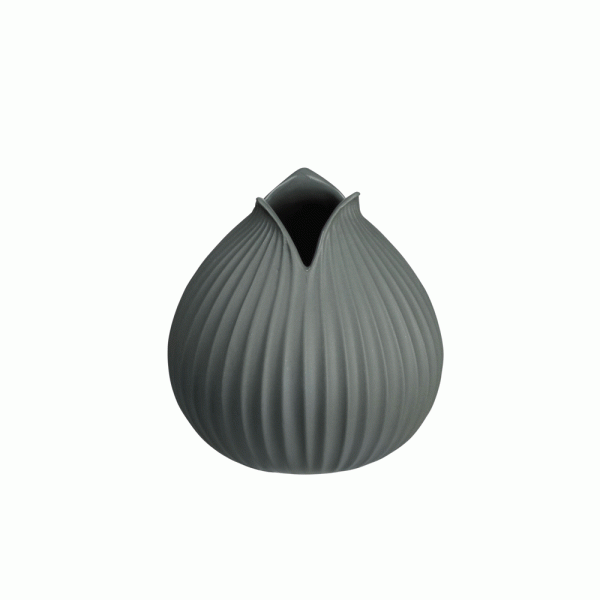 Vase mit Rillenstruktur, basalt, 10,5 cm