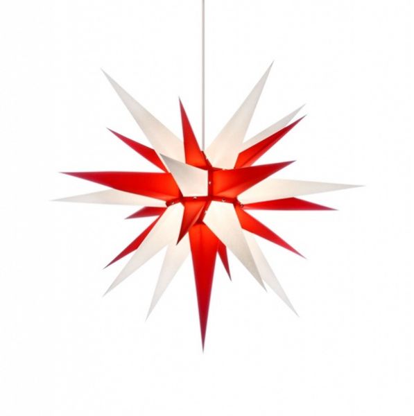 Herrnhuter Stern für Innen, Roter Kern-Weiß 70 cm
