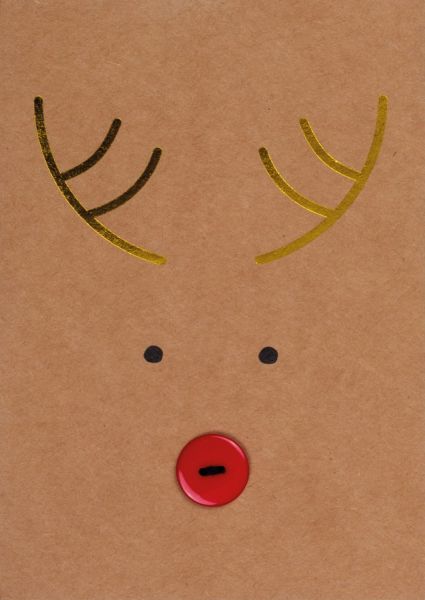 Weihnachtsknopfkarte Rentier