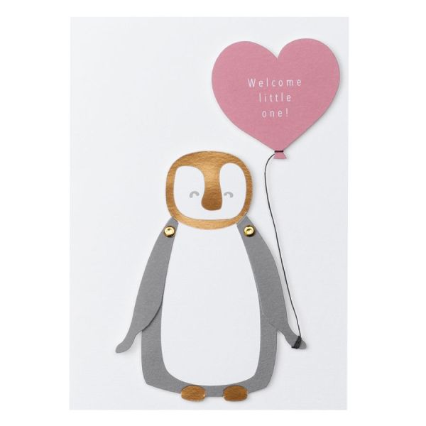 Tierische Babykarte Pinguin "Welcome little one"