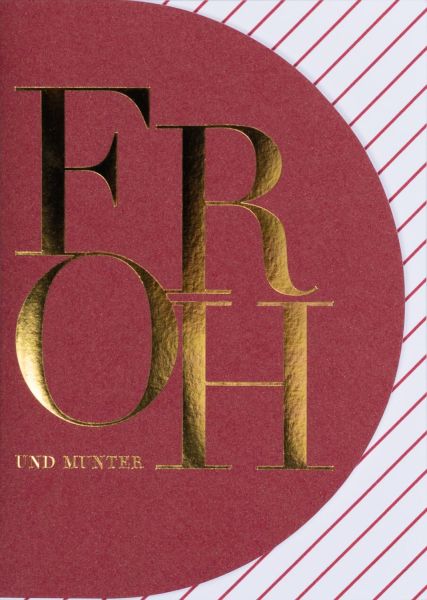 Typografie Streifenkarte "Froh und munter"