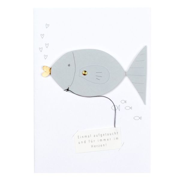 Tierische Babykarte Fisch "Einmal aufgetaucht"